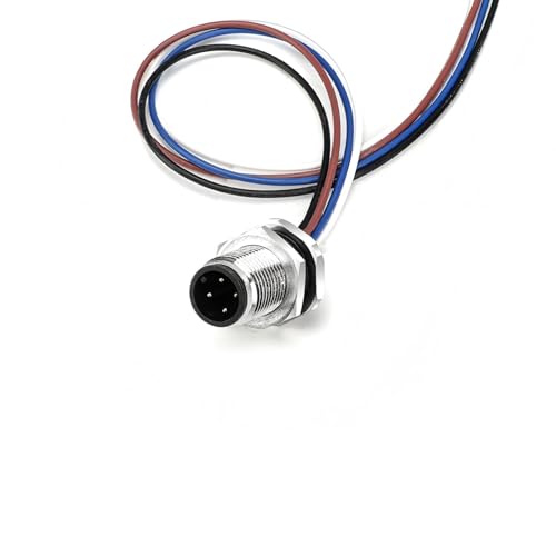 6.56Ft M12 4-Pin A Code Male Connector Cable,Front-Panel Mount Cable,Unshielded Straight Plug Socket Aviation Connector Electrical Cable for Fixed Panel,250V 4A IP67 Rated (2M) - color: 4Pin Male Front lock, size: 6.56FT/2M