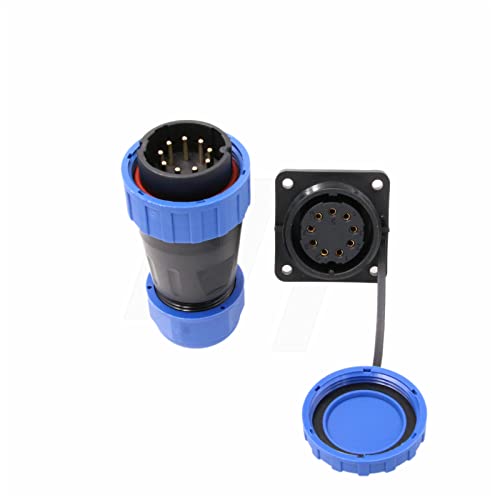 TY28 9 Pin 10A Circular Electrical Waterproof Connector Male Female 14AWG Wire Plug Panel Socket Screw Crimp Solder-Free Quick-Disconnect for Power Device - color: Screw Mount, size: 9 Pin 10A