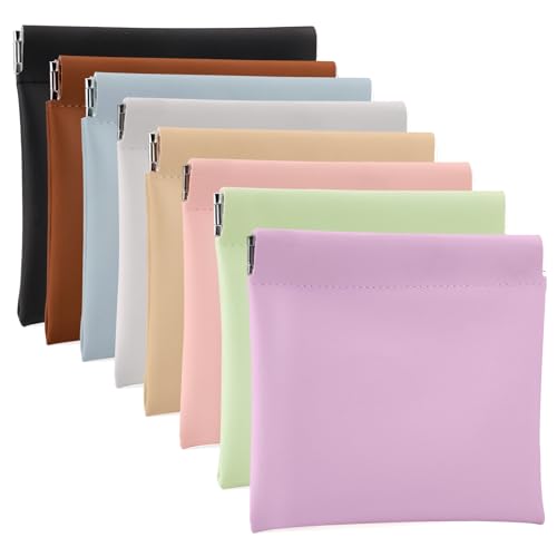 BUSOHA 8 PCS Small Makeup Bags for Purse - Coin Purse for Women - color: 8 PCS - Black+Brown+Yellow+Pink+Blue+Green+Gray+Purple