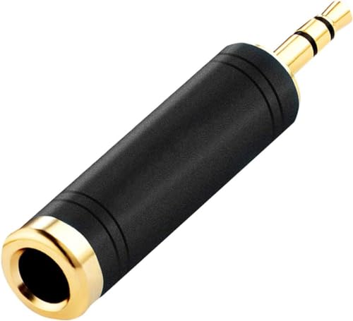 Tisino 1/4" Female to 1/8" Male Stereo Headphone Adapter, Black, 1 Pack - size: Adapter 1PCS