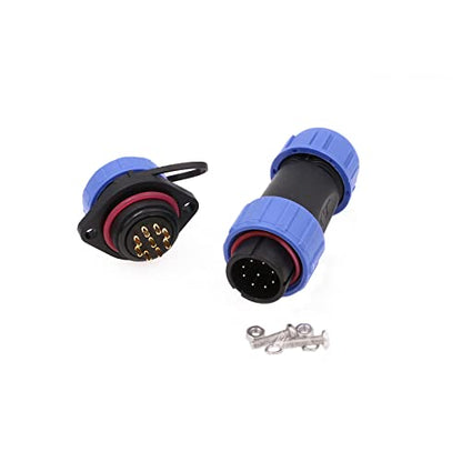 SP21 9 Pin Waterproof Industrial Power Connector Male Cable Plug and Female Screw-Mount Socket Aviation Circular Quick Disconnect Corrosion Resistance for LED Automotive Solar Generator - style: 9pin