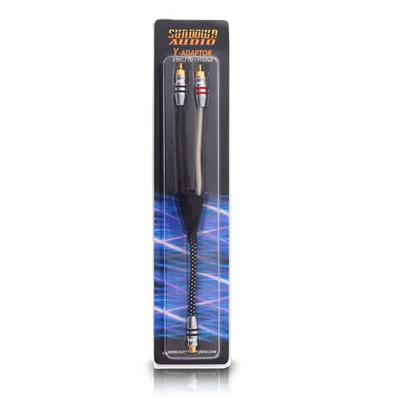 Sundown Audio RCA-SAZ2CHY, Y-Splitter RCA Signal Cable –Twisted Pair, Dual Shielded OFC Copper with Braided Foil, High-Grip Connectors for Noise-Free Car Audio