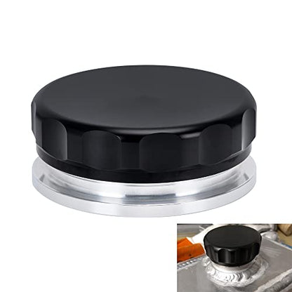PTNHZ OD 4"/101.6mm Aluminum Alloy Weld Billet On Filler Neck Cap Oil Fuel Water Tank Black - size: 4"