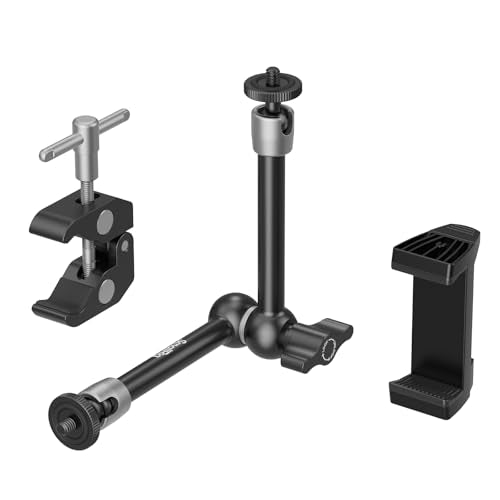 SMALLRIG Magic Arm Clamp w/ 1/4 and 3/8 Thread Holes, 9.8 Inches Adjustable - size: 9.8''+phone clamp
