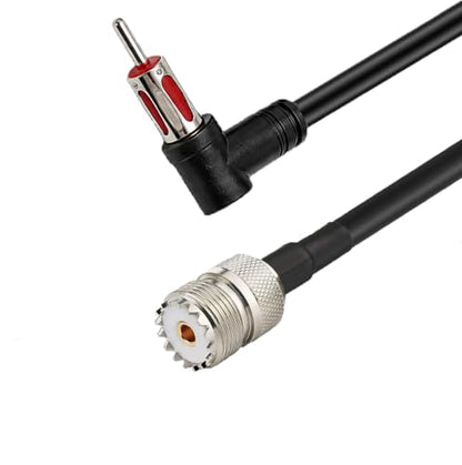 UHF Female to AM/FM Male Right Angle Adapter 20 inches Pigtail Jumper RF coaxial Cable for Radio Antenna - color: AMFM R/A to UHF Female