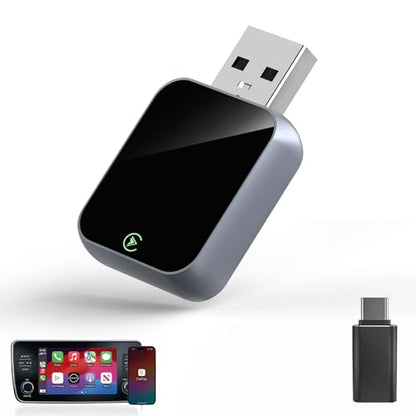 2026 Upgraded Wireless CarPlay Adapter for Factory Wired CarPlay Cars, Fast 5GHz WiFi Smart Car Audio Dongle, Plug & Play, No Audio Delay, Low Latency, Mini Size,Black