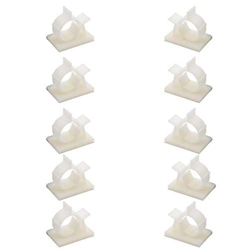 EZRODI 10 Pack Mounting Clips Adhesive Locking Clamps White Cable Organizer (10, 3/8" Tubing O.D.) - size: 3/8" Tubing O.D.