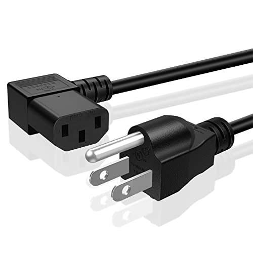 TNP Universal 90 Degree Power Cord NEMA 5-15P to IEC320 C13 Power Cord UL 15A 125V 18AWG Right Angle Computer Power Cable Heavy Duty NEMA to IEC Cable Plug for TV, PC, Computer, Printer (15 Ft, Black) - size: 15FT