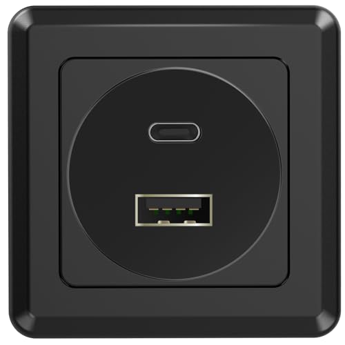 RV USB Outlet 12V Wall Mount Quick Charging with Black Faceplate