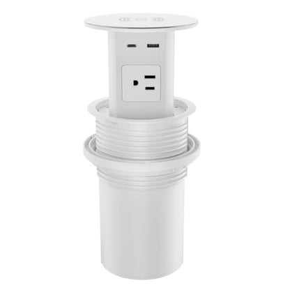 Pop up Outlet,4-inch Hole,4-AC,PD20W USB-C,6ft Cord,White - color: White