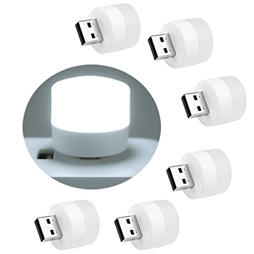 USB Night Light, LED Mini Light Bulb, Plug in Night Light, Small Night Lights, Warm White, USB Light Bulb for Bedroom, Bathroom, Hallway, Nursery, Kitchen, Car Tiny Light 6PS (6 White) - color: 6 White