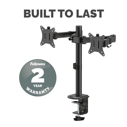 Fellowes Everyday Adjustable Dual Monitor Arm – Holds Two Screens up to 32" (inch) Weighing 19.84 lbs Each, Tilt, Swivel, Rotate, VESA 75/100, Clamp or Grommet Mount, Cable Management - style: Everyday Dual Arms