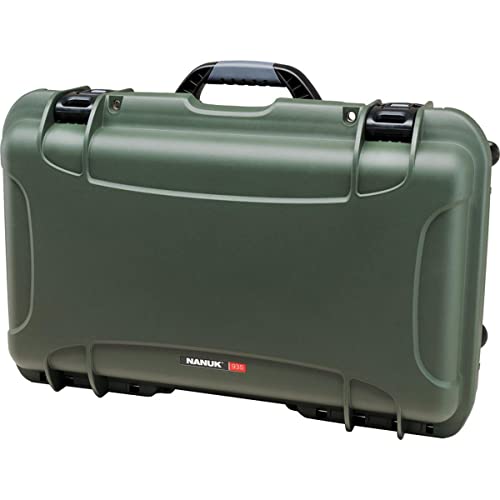 NANUK 935 Hard Case for Camera & Lenses with Padded Divider – Waterproof Equipment Case with Wheels, 22” x 14” x 9” – Dustproof, Impact Resistant, Carry-On Approved for Most Airlines – Olive - color: Olive, style: Padded Divider