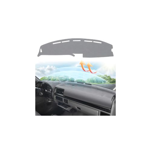 CARTIST Gray Dashboard Cover for 1992-1996 Ford F150 Bronco&1992-1997 F250 F350, Anti-Glare Non-Slip UV Protection Dash Cover Mat - color: 4)92-96 F-150(Gray)