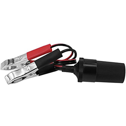 11.8 Inch/0.3m 12V Battery Terminal Clip-on Car Cigarette Lighter Socket Female Adapter, Cigarette Splitter Plug Extension Cord with Battery Alligator Clamps