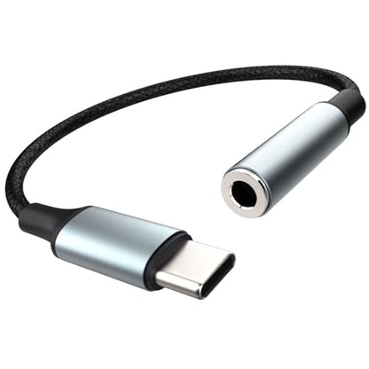 FosPower USB C to 3.5mm Male to Female Audio AUX Braided Adapter Cable (6") - style: 1 Pack