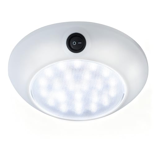LED Marine Dome Light, 12V Ceiling Light with Switch, Super Bright 328LM White Light 6300K, 24 LEDs 120° Beam Angle, Surface Mount for Cabin, RV, Fishing Boat Interior Ceiling Lighting (5 inches) - size: 5 inches