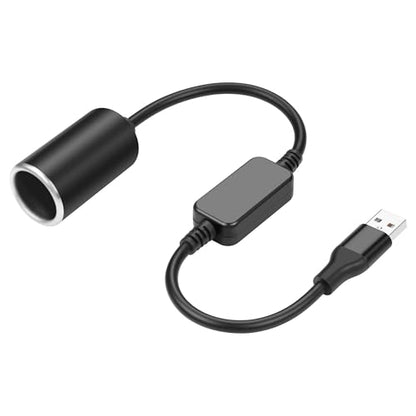 GINTOOYUN USB A Male to 12V 18W Cigarette Lighter Booster Cable Socket Adapter Power Cable for Dash Cam, GPS, Car Led Light Strips, and Other Automotive Electronics(0.98FT/0.3M) (1)