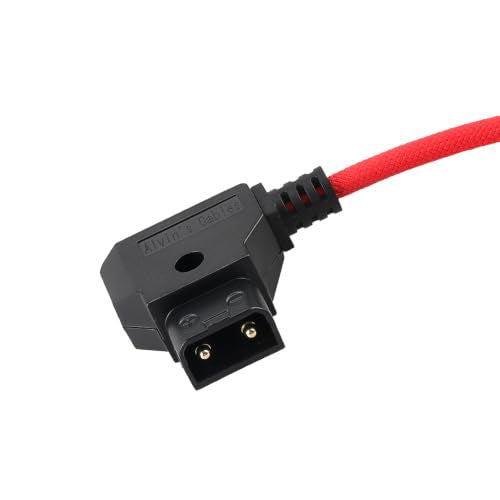 Alvin's Cables D-Tap to BMPCC 6K 4K Coiled Power Cable, Right Angle Weipu 2-Pin Female to D-Tap Male, Braided Ultra Flexible Coiled Cable for Blackmagic Pocket Cinema Camera 4K/6K/6K Pro, V-Mount, Red - color: Right angle Coiled Braided Red