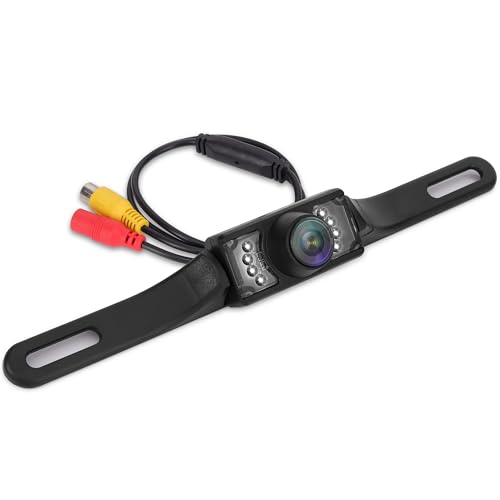 Pyle PLCM10 Rear View Backup Parking Reverse Camera, License Plate Mount, Weatherproof, Night Vision, Distance Scale Lines, Swivel Angle Adjustable Cam