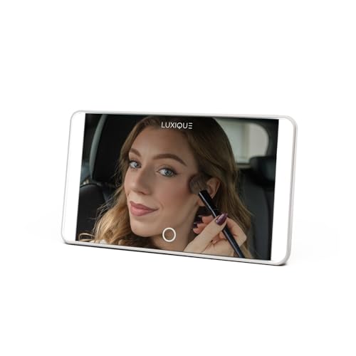 Rechargeable LED Sun Visor Mirror – 3 Dimmable Light Modes, Portable Makeup and Vanity Mirror, Weather-Resistant, Detachable Stand, Universal Fit, Perfect for Beauty, Grooming, Travel (White) - color: White