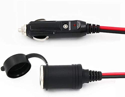SPARKING 20FT Cigarette Lighter Extension Cord 20FT - Male Plug to Female Socket 16AWG Heavy Duty Extension Cable with LED Lights Power for Tire Pump, Air Compressor - size: 20FT