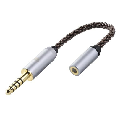 okcsc 4.4MM Male to 3.5MM Female, AC8G OFC Adapter Cable, 5U 24K Gold-Plated Plug, 8 Strand Hand-Braided Cable Rugged & Wear Resistant, for Player/Headphone/Mobile Phone, 2.7 inch - size: 4.4MM Male to 3.5MM Female