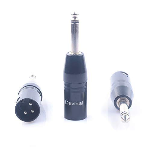 XLR Male to 1/4" Adapter Upgrade 6.35mm Mono to XLR Gender Changer, Quarter Inch TS to 3 PIN XLR Converter Audio Coupler Connector Metal Construction Mic Jack Plug (3 Pack)