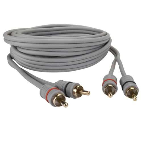 PRV AUDIO Premium 2 Channel Car Audio 10 ft RCA Cable – Oxygen Free Copper Shielded, Noise Reducing Audio Signal Cable for Amplifiers, DSP & Head Units – RCA-10FT V5
