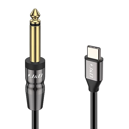 J&D USB-C to 6.35mm 1/4 inch TS Audio Mono Interconnect Aux Adapter Cable, Compatible with iPhone 16/17 Series, Galaxy S24/S25, AMP Mixer, 6.6 Feet - size: 6.6 Feet