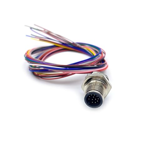1.64ft M12 12 Pin A Code Male Connector Cable, IP67 Waterproof Front Mount Cable UnShielded Straight Aviation Socket Electrical Cable Sensor Receptacle (0.5Meter) - size: Male