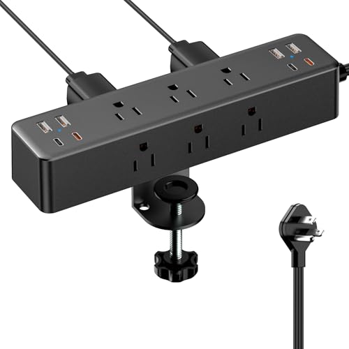 Desk Clamp Power Strip 10FT, 40W Total Fast Charging Station - size: 10FT-40W