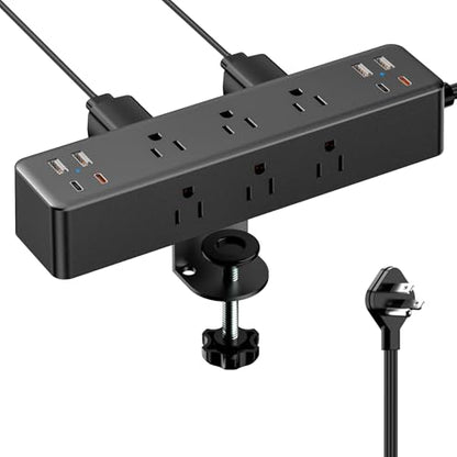 Desk Clamp Power Strip 10FT, 40W Total Fast Charging Station - size: 10FT-40W