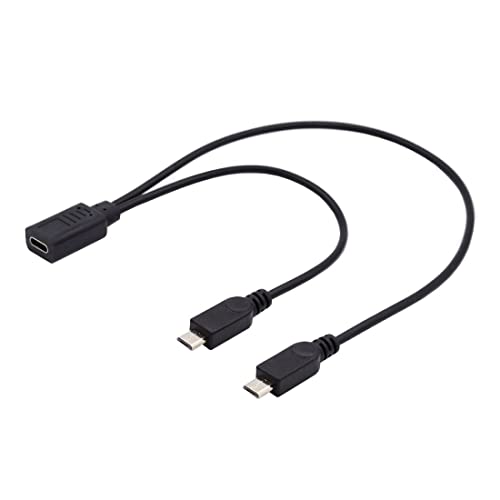 chenyang USB C Splitter Multi Charging Cable,USB C 1 to 2 Micro USB Charge Extension Cable Supports Charging Two Devices at The Same Time 0.98FT/0.3M - style: USB C 1 to 2 Micro USB