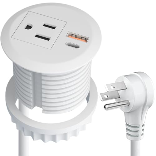 2-inch Small Desktop Power Grommet,PD20W USB-C,6.4ft Cord,White - size: White,6.4 ft Cord