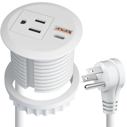 2-inch Small Desktop Power Grommet,PD20W USB-C,6.4ft Cord,White - size: White,6.4 ft Cord