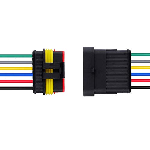 MUYI 6Pin Way 18AWG Waterproof Electrical Connector Wire Connectors-5 Kit - style: 6pin (5sets)