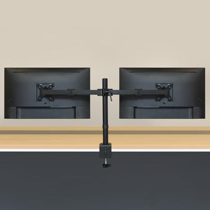 Amazon Basics Adjustable Dual Monitor Desk Mount, Supports up to 32 inch Monitors and 22 lbs per Arm, Adjustable Tension, VESA 75x75/100x100, Black - size: Dual, style: AdjustableMonitorArm