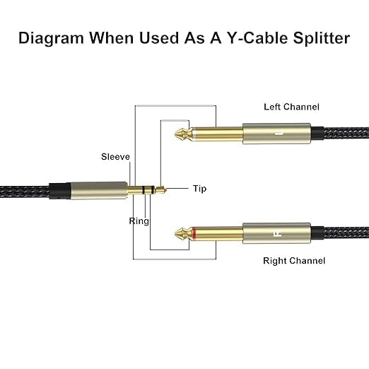 3.5mm Stereo Cable, Audio Cord, 10FT, 1/8 TRS to Dual 1/4 TS Mono, Y Splitter Cord Adapter Compatible with iPhone, PC, CD, Speaker, Home StereoSystem - size: 10 FT - 1pcak, style: 3.5mm (1/8") TRS to Dual 6.35mm (1/4") TS Mono