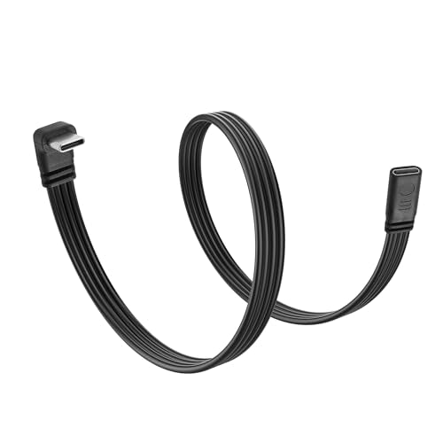 USB C Charger Cable 90 Degree USB C 2.0 Male to Female Cable Data Transfer 480Mbps.Flat Type C Charging Short Cable Suitable for Laptop,Mobile Phone,Tablet,Car Device 1ft