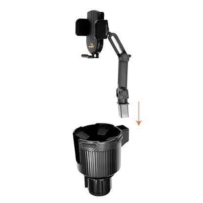 Armor All 2-in-1 Cup Holder Cell Phone Holder, Dual Cellphone Car Mount and Cupholder, XL Cupholder Holds Bottles, 6” in Arm 360° Degree Rotatable, Swivel Phone Mount Fits Most Phones, Expandable Base
