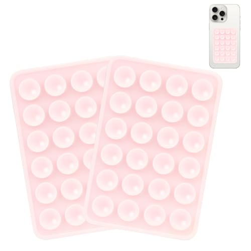 Giumel 2PCS Silicone Suction Phone Case Mount, Non Slip Suction Cup, Hands-Free Phone Accessories Holder for Selfies and Videos, Silicone Adhesive Stand Sticky for Cell Phone Light Pink - color: Light pink