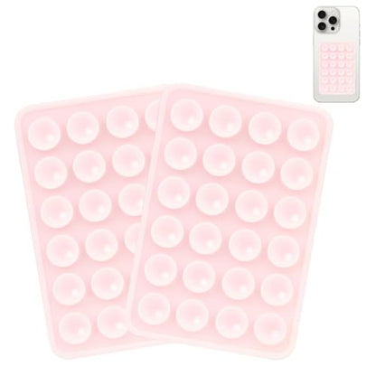 Giumel 2PCS Silicone Suction Phone Case Mount, Non Slip Suction Cup, Hands-Free Phone Accessories Holder for Selfies and Videos, Silicone Adhesive Stand Sticky for Cell Phone Light Pink - color: Light pink