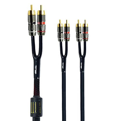Arklove 18ft Shielded RCA Plug Splitter Stereo Audio Video Cable 2 Male to 4 Male Dual Speaker Y Adapter Connector Extension Cord 24k Gold Plated 1 Input 2 Output - size: 18ft, style: 2male to 4male