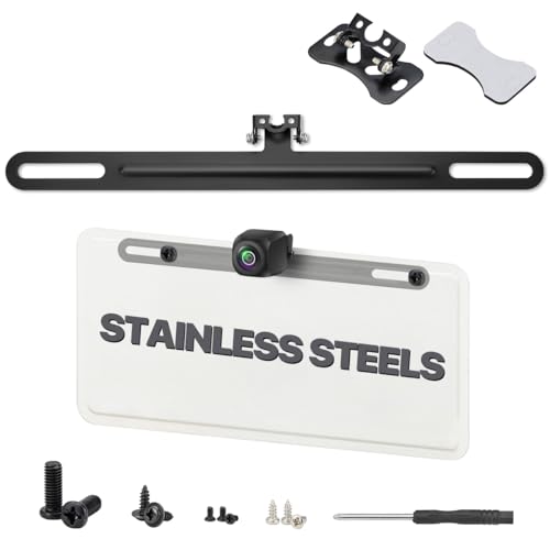 Universal License Plate Bracket – Stainless Steel Mount Holder for Backup Camera, CarPlay, Dash Cam, and Mirror Camera, TTXSCAM-B06