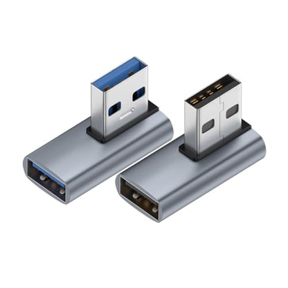 2-Pack, Super Speed USB 3.0 Vertical Left Angle and Right Angle Adapter USB 3.0 Male to Female 90 Degrees dapter Coupler, USB Cable Extender Connector