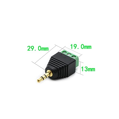 3-Pack 3.5mm 3 Pole TRS Stereo AV Male to 3-Screw Terminal 1/8 Inch TRS Stereo Male Plug to 3-Pole Screw Block Soldless Repair Adapter for AUX Cable and IR Extension Cable