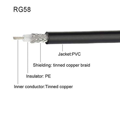Eightwood PL259 UHF Male to DIN AM/FM Plug Adapter RG58 Coax Cable 12in