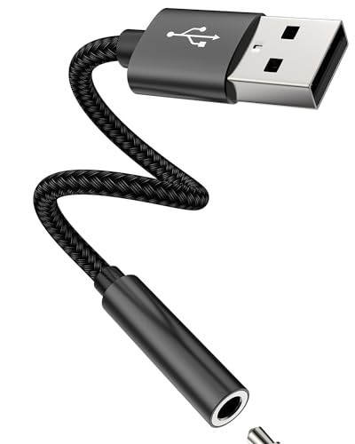 USB Male to 3.5mm Female Jack Adapter Headphone AUX Audio Cable for iPhone PC Laptop Output Plug Speaker Microphone Converter Stereo DAC Headset Desktop External Digital Car Auxiliary Input