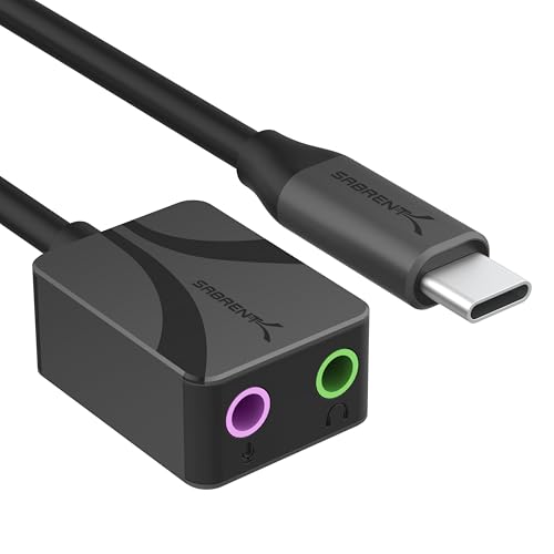 SABRENT USB-C to 3.5mm Audio Adapter, USB Sound Card, Mono Mic (AU-UCMA) - style: USB-C